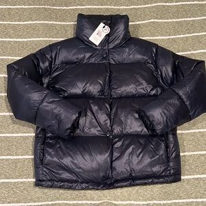 Navy Eclipse Collar Puffer / VEGAN